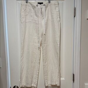 INC International Concepts 100% LINEN Cream Wide leg Pants with Drawstrings
